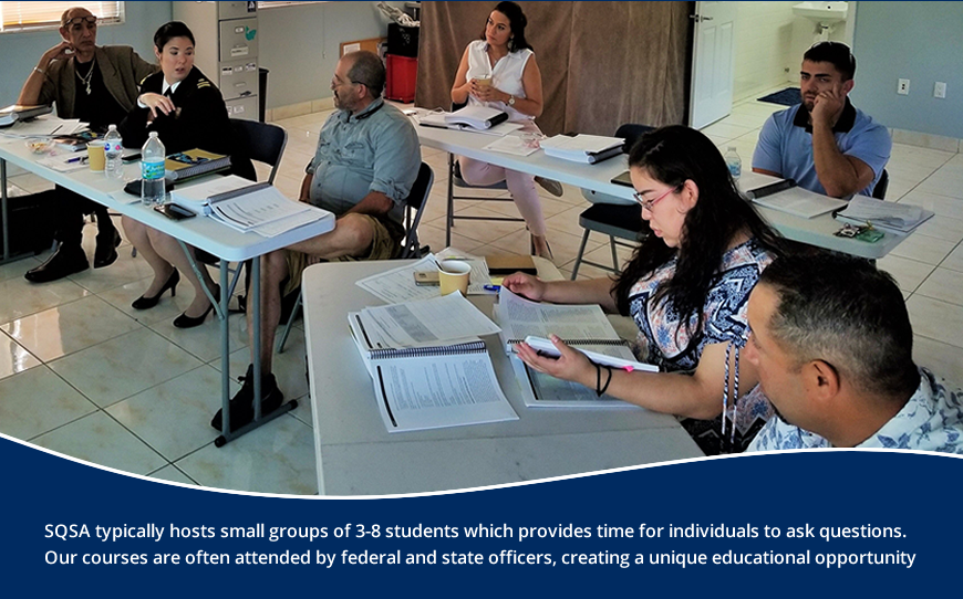 SQSA - Training typically hosts small groups of 3-8 students which provide time for individuals to ask questions.